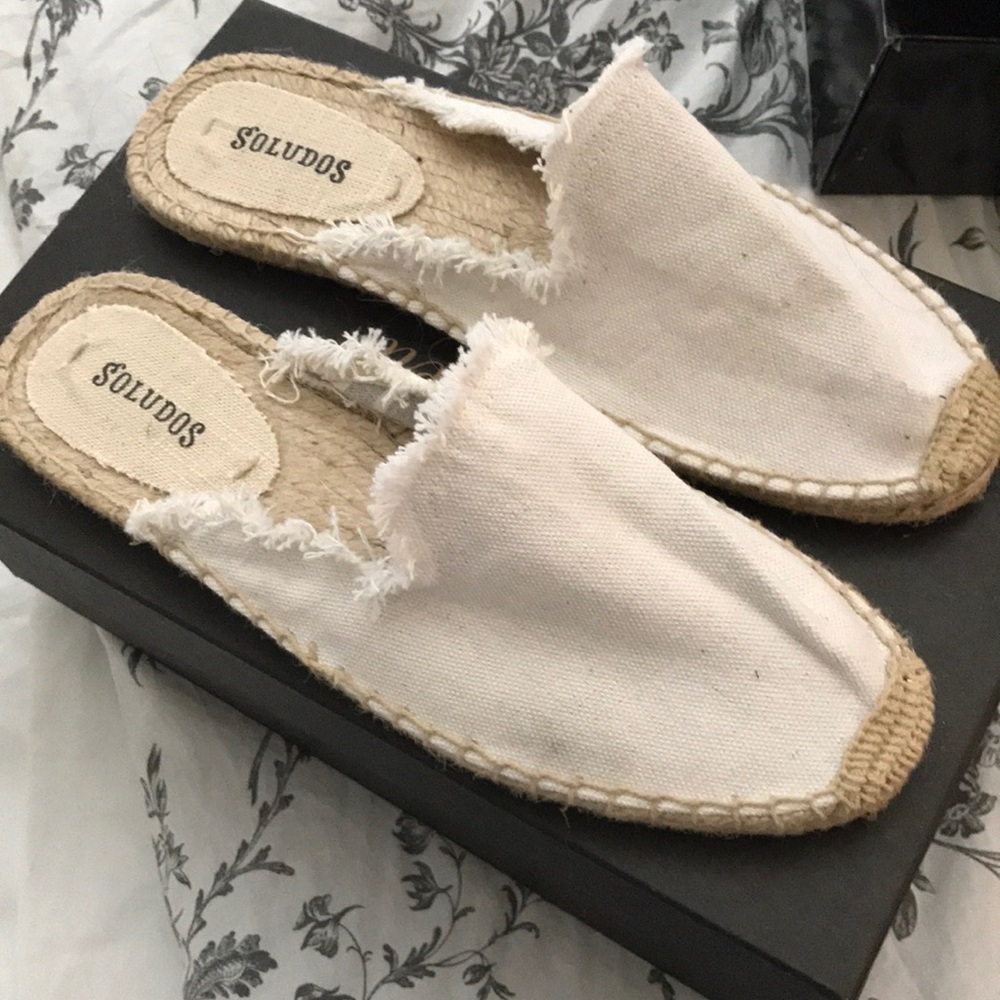 Soludos white espadrilles slides, size 7.5
